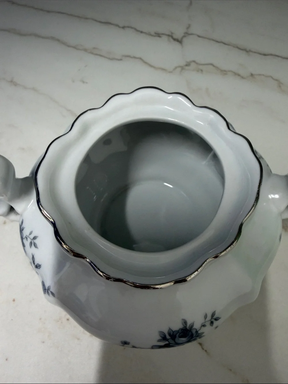 Blue flower China sugar bowl